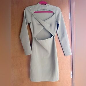 Estelle Twist Back Mini Dress in Sage ALICE + OLIVIA